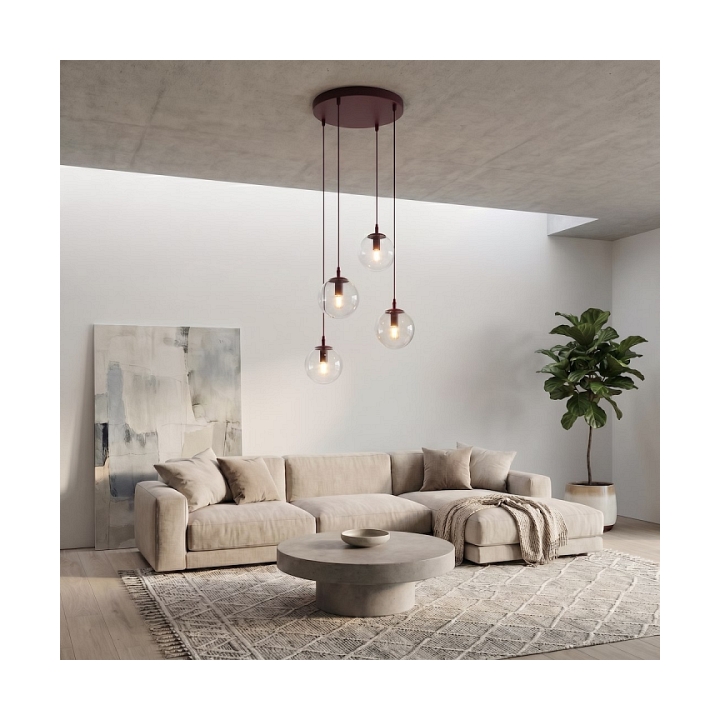 Lampa wisząca COSMO 4PREM BURGUNDY TRANSPARENT - Emibig
