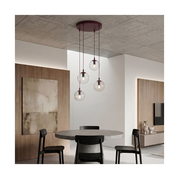 Lampa wisząca COSMO 4PREM BURGUNDY TRANSPARENT - Emibig