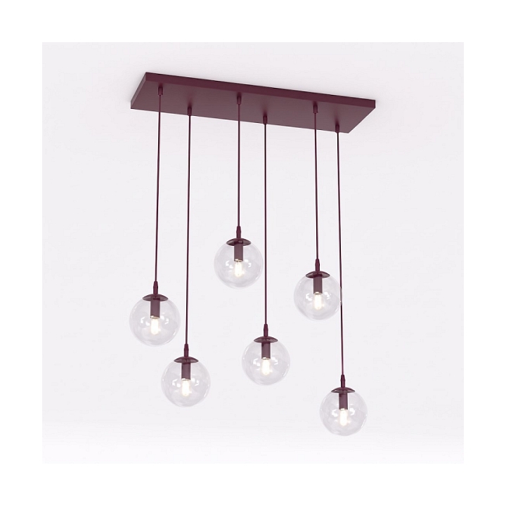 Lampa wisząca COSMO 6 BURGUNDY TRANSPARENT - Emibig