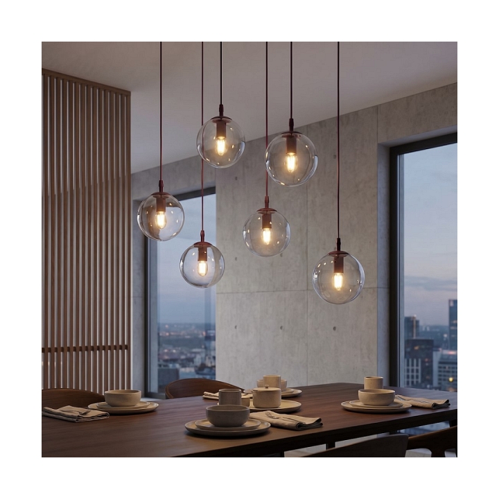 Lampa wisząca COSMO 6 BURGUNDY TRANSPARENT - Emibig