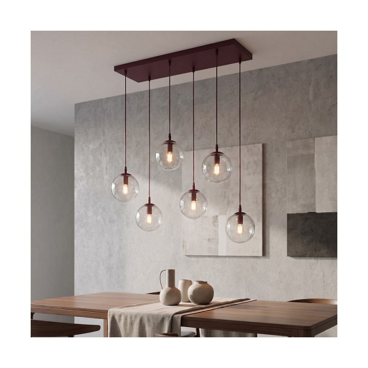 Lampa wisząca COSMO 6 BURGUNDY TRANSPARENT - Emibig