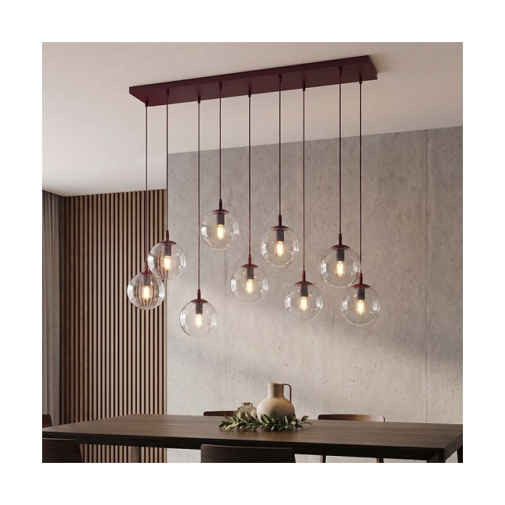 Lampa wisząca COSMO 9 BURGUNDY TRANSPARENT - Emibig