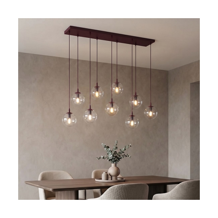 Lampa wisząca COSMO 9 BURGUNDY TRANSPARENT - Emibig