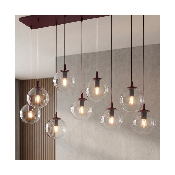 Lampa wisząca COSMO 9 BURGUNDY TRANSPARENT - Emibig
