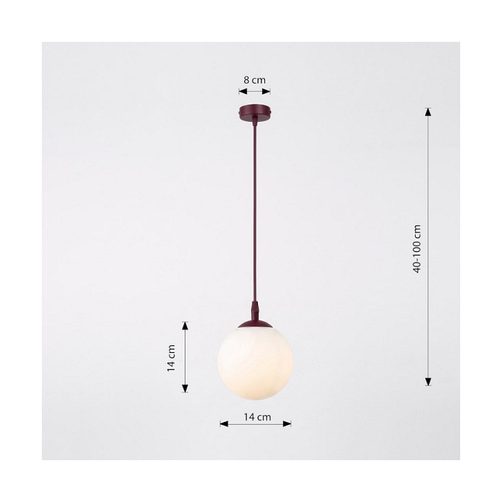 Lampa wisząca COSMO 1 BURGUNDY OPAL - Emibig