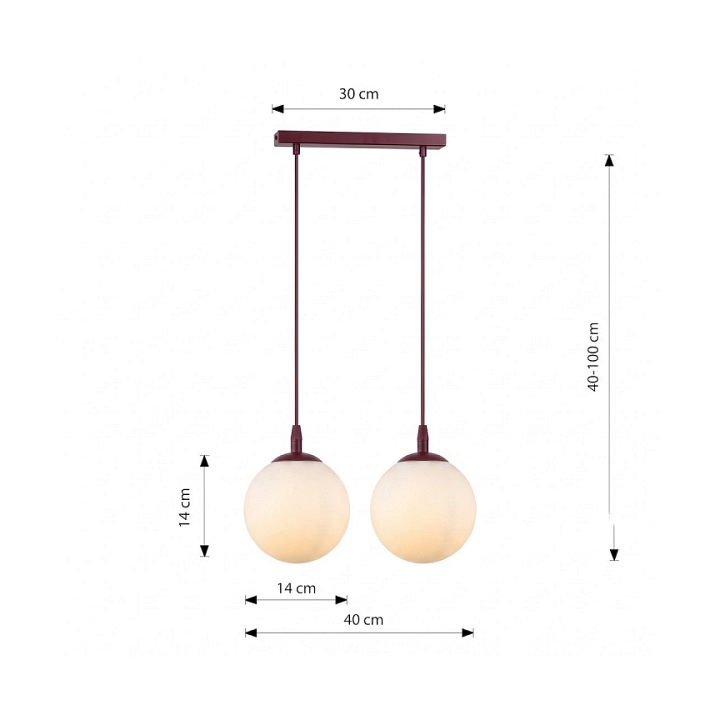 Lampa wisząca COSMO 2 BURGUNDY OPAL - Emibig
