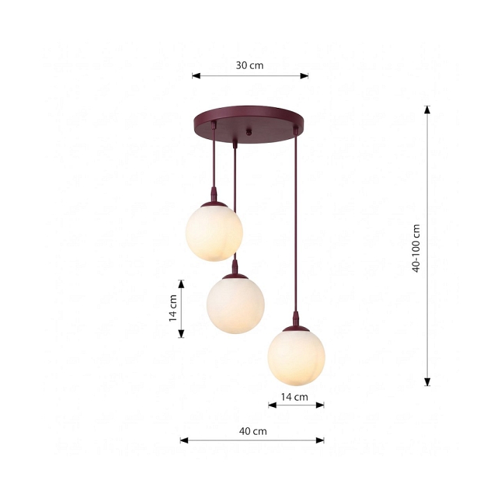 Lampa wisząca COSMO 3PREM BURGUNDY OPAL - Emibig
