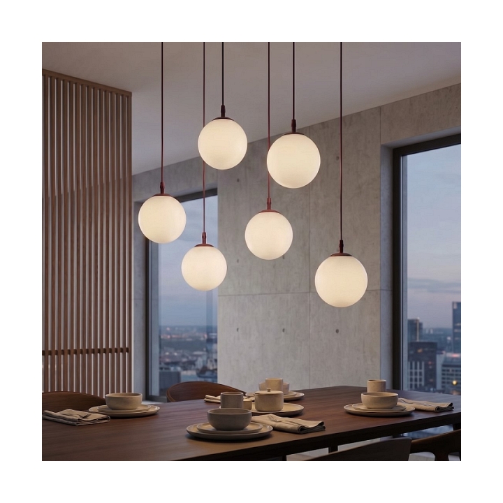 Lampa wisząca COSMO 6 BURGUNDY OPAL - Emibig
