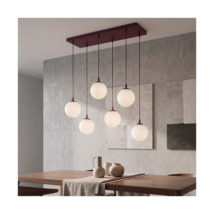Lampa wisząca COSMO 6 BURGUNDY OPAL - Emibig