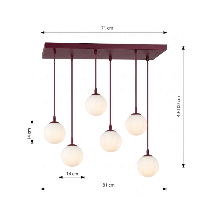 Lampa wisząca COSMO 6 BURGUNDY OPAL - Emibig