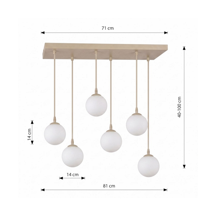 Lampa wisząca COSMO 6 MOKKA OPAL - Emibig