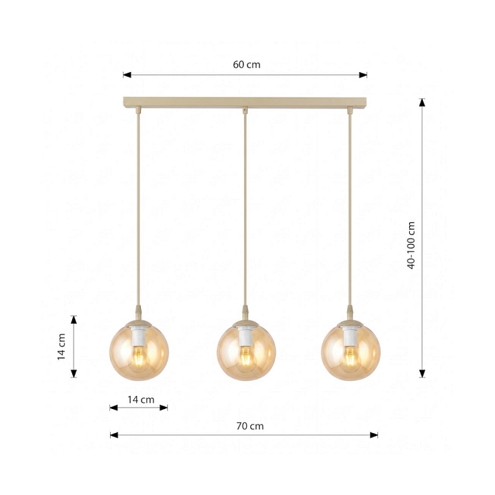 Lampa wisząca COSMO 3 MOKKA AMBER - Emibig