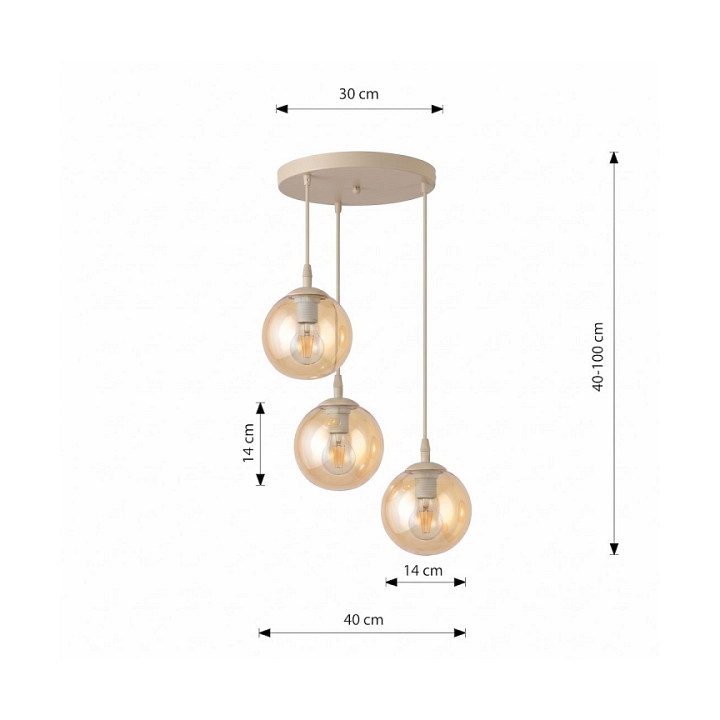 Lampa wisząca COSMO 3PREM MOKKA AMBER - Emibig