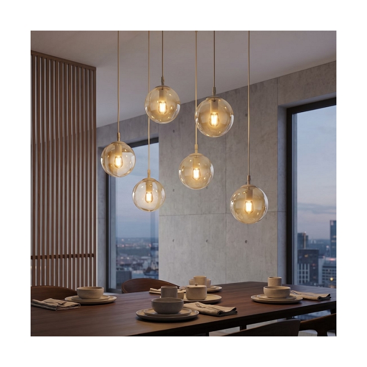 Lampa wisząca COSMO 6 MOKKA AMBER - Emibig