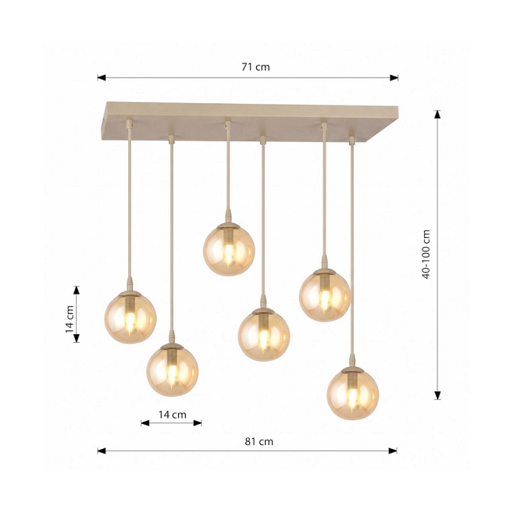 Lampa wisząca COSMO 6 MOKKA AMBER - Emibig