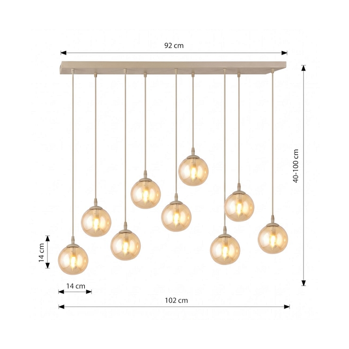 Lampa wisząca COSMO 9 MOKKA AMBER - Emibig