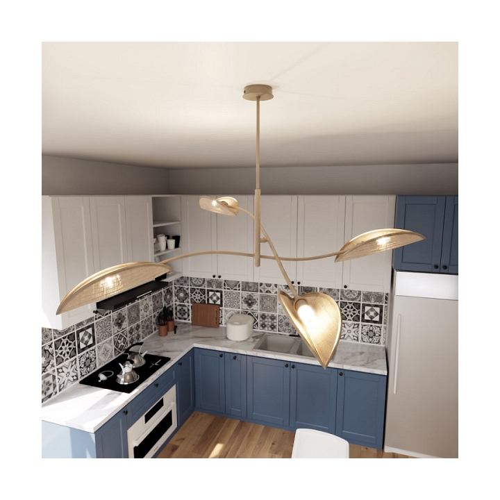 Lampa sufitowa LOTUS 4 MOKKA/RATTAN - Emibig