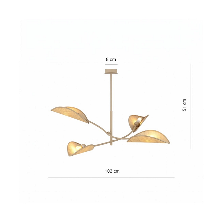 Lampa sufitowa LOTUS 4 MOKKA/RATTAN - Emibig