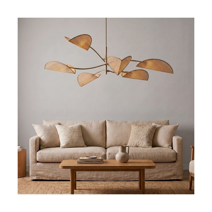 Lampa sufitowa LOTUS 6 MOKKA/RATTAN - Emibig
