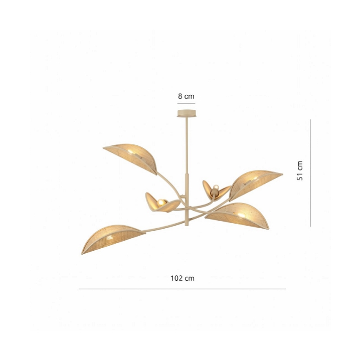 Lampa sufitowa LOTUS 6 MOKKA/RATTAN - Emibig