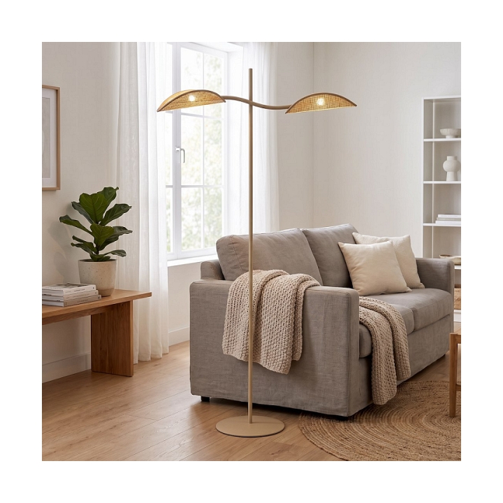 Lampa podłogowa LOTUS LP2 MOKKA/RATTAN - Emibig