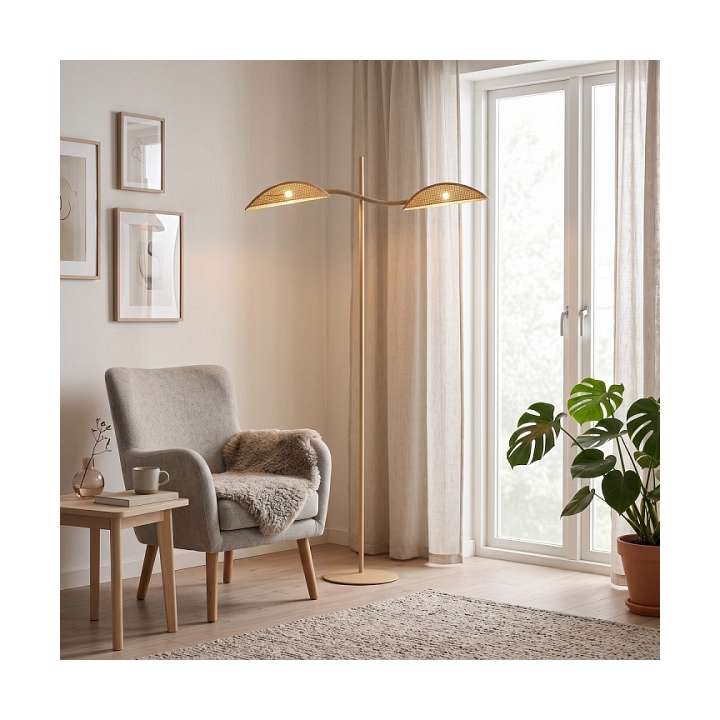 Lampa podłogowa LOTUS LP2 MOKKA/RATTAN - Emibig
