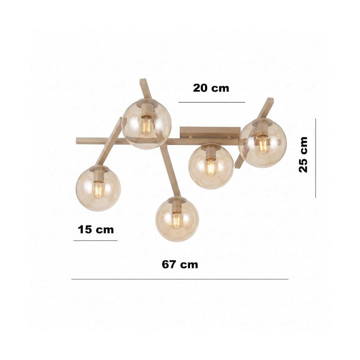 Lampa sufitowa SMART 5 MOKKA AMBER - Emibig