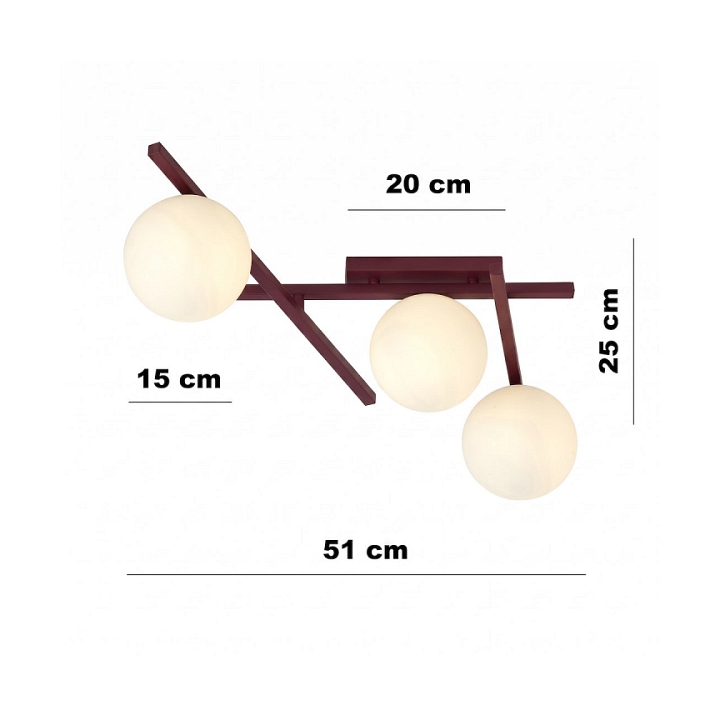 Lampa sufitowa SMART 3 BURGUNDY OPAL - Emibig