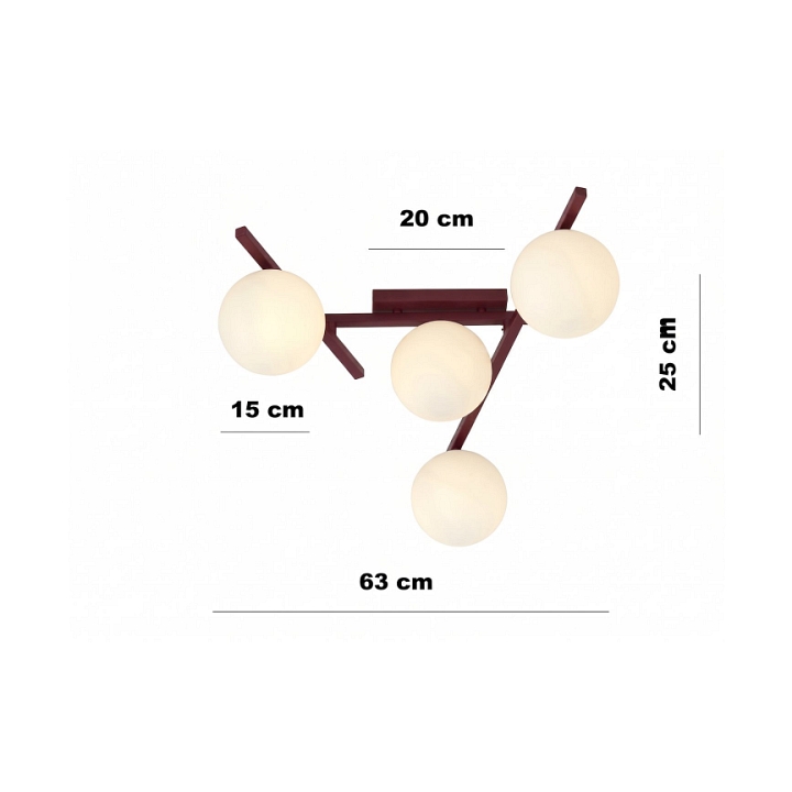 Lampa sufitowa SMART 4 BURGUNDY OPAL - Emibig
