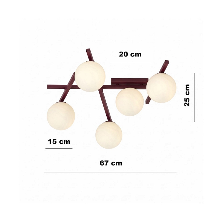 Lampa sufitowa SMART 5 BURGUNDY OPAL - Emibig