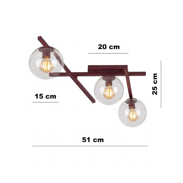 Lampa sufitowa SMART 3 BURGUNDY TRANSPARENT - Emibig