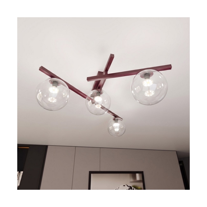 Lampa sufitowa SMART 4 BURGUNDY TRANSPARENT - Emibig