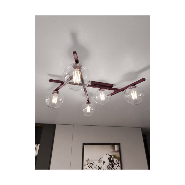 Lampa sufitowa SMART 5 BURGUNDY TRANSPARENT - Emibig