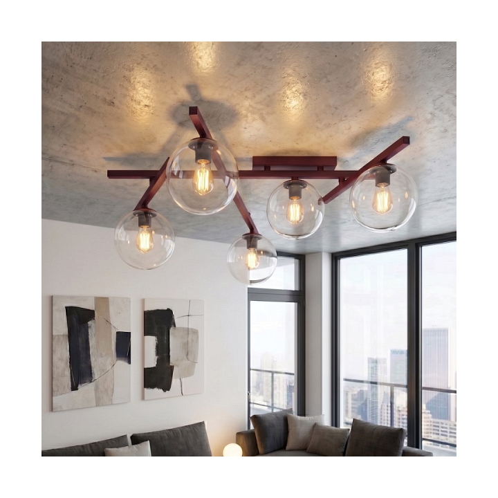 Lampa sufitowa SMART 5 BURGUNDY TRANSPARENT - Emibig