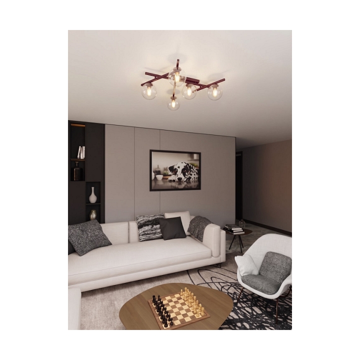 Lampa sufitowa SMART 5 BURGUNDY TRANSPARENT - Emibig