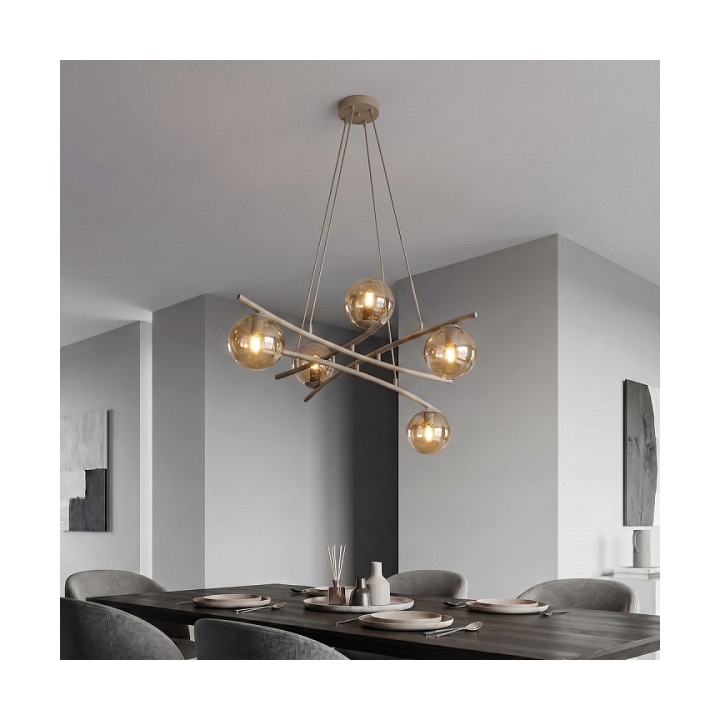 Lampa wisząca ESSA 5 MOKKA AMBER - Emibig