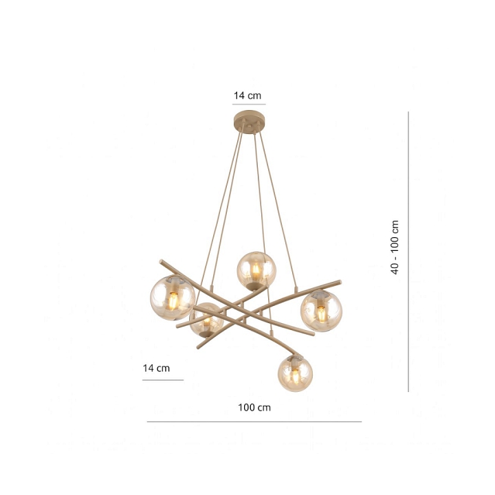 Lampa wisząca ESSA 5 MOKKA AMBER - Emibig