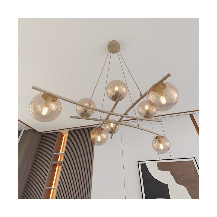 Lampa wisząca ESSA 8 MOKKA AMBER - Emibig