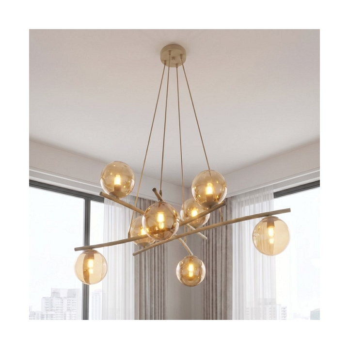 Lampa wisząca ESSA 8 MOKKA AMBER - Emibig
