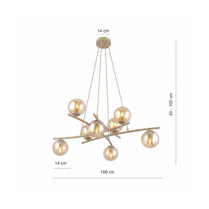 Lampa wisząca ESSA 8 MOKKA AMBER - Emibig