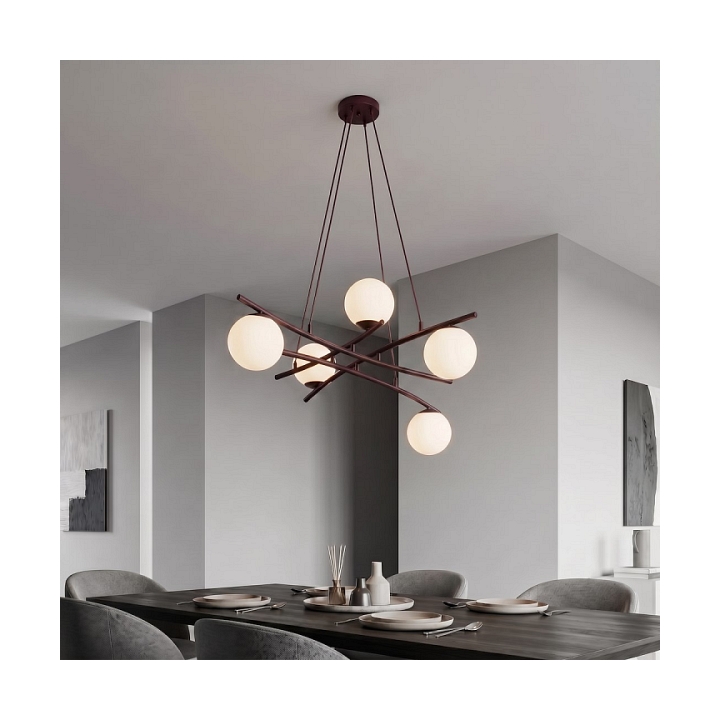 Lampa wisząca ESSA 5 BURGUNDY OPAL - Emibig