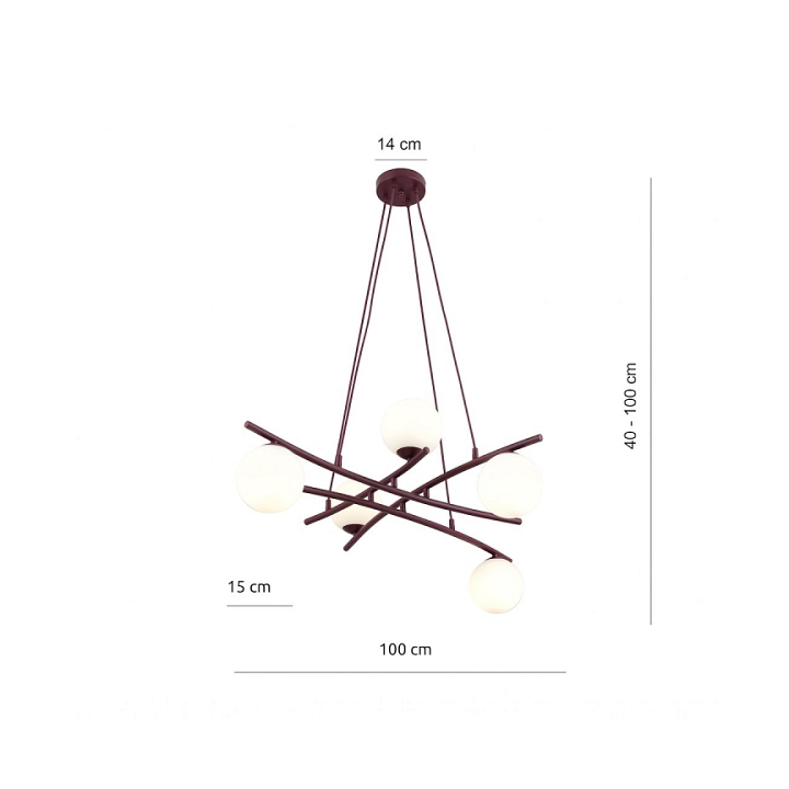 Lampa wisząca ESSA 5 BURGUNDY OPAL - Emibig