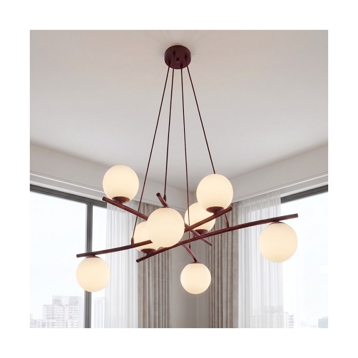 Lampa wisząca ESSA 8 BURGUNDY OPAL - Emibig