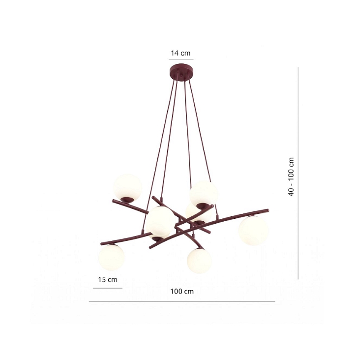 Lampa wisząca ESSA 8 BURGUNDY OPAL - Emibig