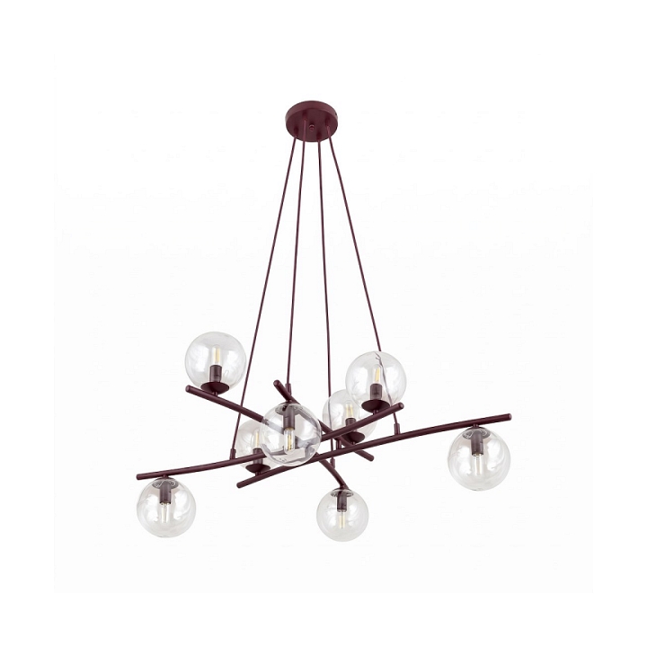 Lampa wisząca ESSA 8 BURGUNDY TRANSPARENT - Emibig