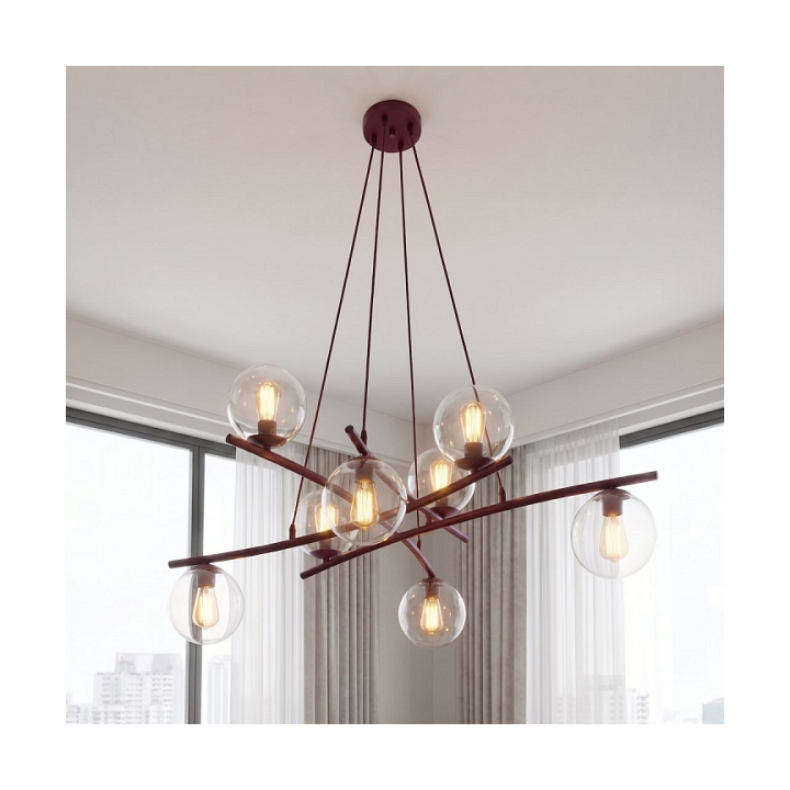 Lampa wisząca ESSA 8 BURGUNDY TRANSPARENT - Emibig