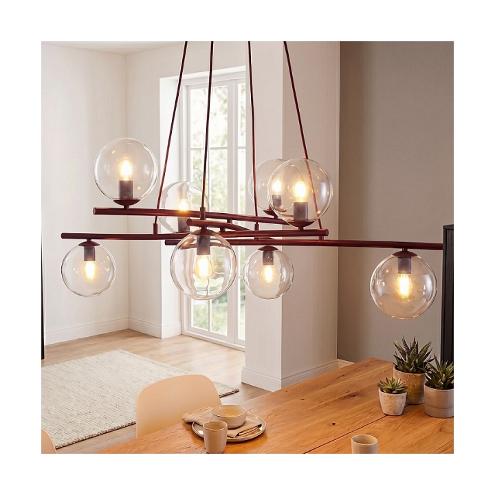 Lampa wisząca ESSA 8 BURGUNDY TRANSPARENT - Emibig