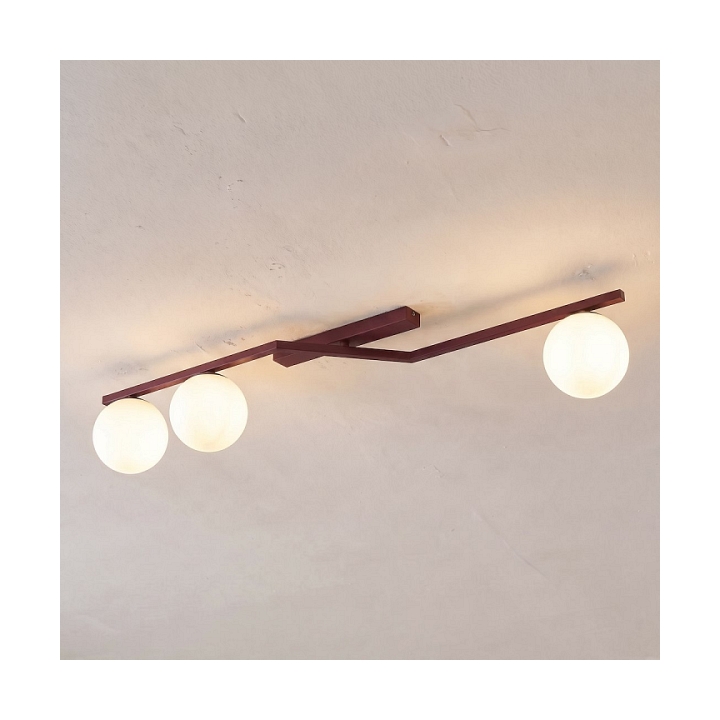Lampa sufitowa NATON 3 BURGUNDY OPAL - Emibig