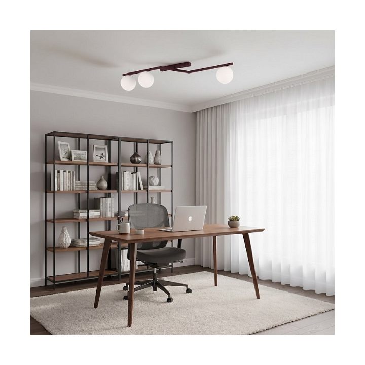 Lampa sufitowa NATON 3 BURGUNDY OPAL - Emibig