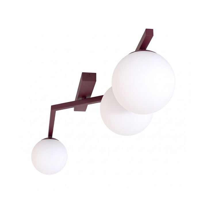 Lampa sufitowa NATON 3 BURGUNDY OPAL - Emibig